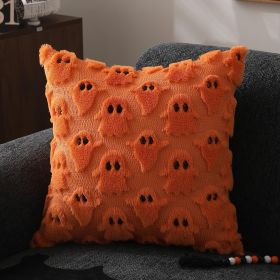 Halloween Pillow Covers 16x16 inch Set of 2 White Ghost Throw Pillow Cases Soft Plush Faux Fur Wool Couch Cushion Case for Chair Sofa Bedroom Liv (size: Orange   16" x 16" (Pack of 2))