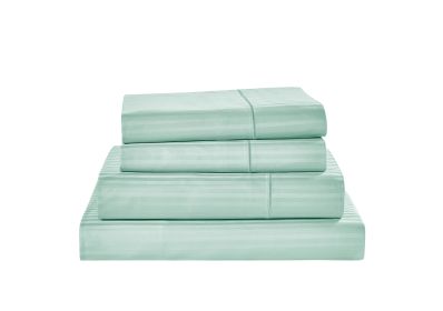 Kathy Ireland 500 Thread Count Damask Stripe Sheet Set (Color: Granite Green, size: CAL KING)